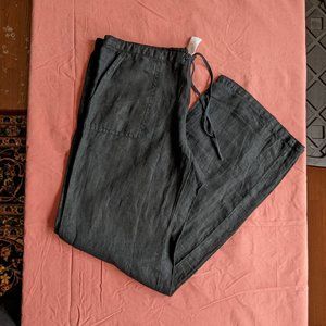 London Jean Black Linen Wide Leg Pants 10 Tall